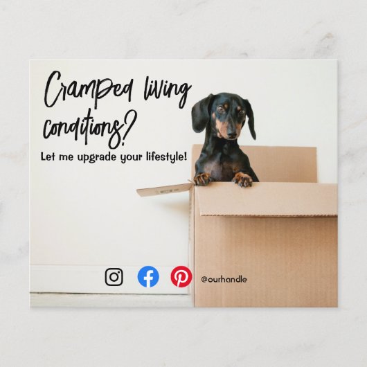 grappige vastgoed ansichtkaart beknelde leefomgevi flyer (Voorkant)