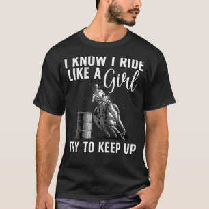 Grappige Vat Racing Art Meisjes Vrouwen Paard Raci T-shirt