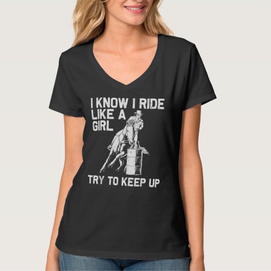 Grappige Vat Racing Voor Vrouwen Rodeo Paard R.Ace T-shirt (Voorkant)