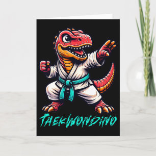 Grappige Vechtkunst Karate Taekwondo Dino Dier Cu Kaart