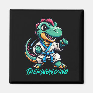 Grappige Vechtkunst Karate Taekwondo Dino Dier Cu Magneet