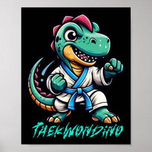 Grappige Vechtkunst Karate Taekwondo Dino Dier Cu Poster