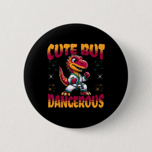 Grappige Vechtkunst Karate Taekwondo Dinosaur Anim Ronde Button 5,7 Cm