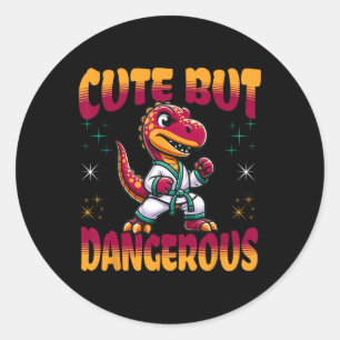 Grappige Vechtkunst Karate Taekwondo Dinosaur Anim Ronde Sticker