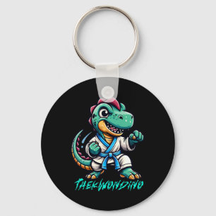 Grappige vechtsporten Karate Taekwondo Dino Animal Sleutelhanger