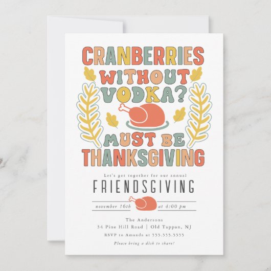 Grappige veenbessen zonder Volka Friendsgiving Kaart (Voorkant)