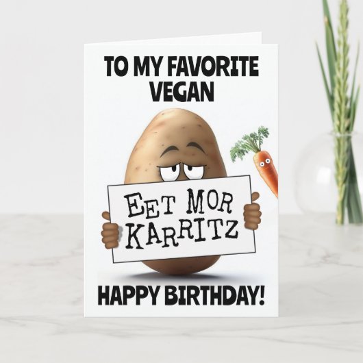 Grappige Vegan Birthday Kaart (Voorkant)