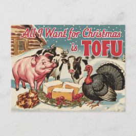 Grappige Vegan Vegetarische Kersttofu Briefkaart