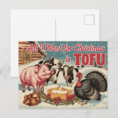Grappige Vegan Vegetarische Kersttofu Briefkaart (Voorkant / Achterkant)