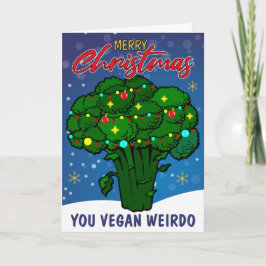 Grappige Vegan Weirdo Kaart, Prettig Kerstfeest Kaart
