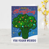 Grappige Vegan Weirdokaart, Prettig Kerstfeest Kaart (Gele Bloem)