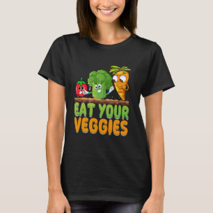 Grappige veganistische kleding met eet je groenten t-shirt