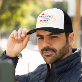 Grappige Vegas Sign Naam en Titel Trucker Pet