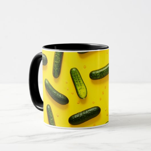 Grappige vegetarische koele groene verse komkommer mok (Voorkant links)