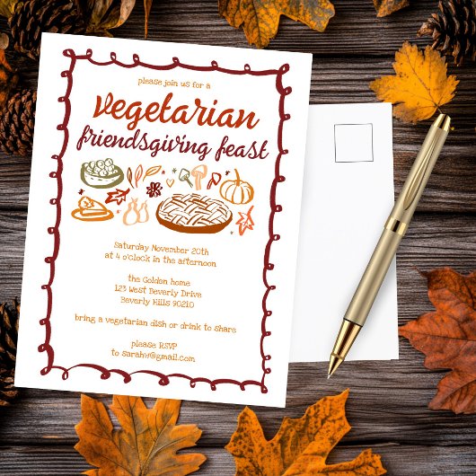 Grappige VEGETARISCHE Thanksgiving Friendsgiving Briefkaart
