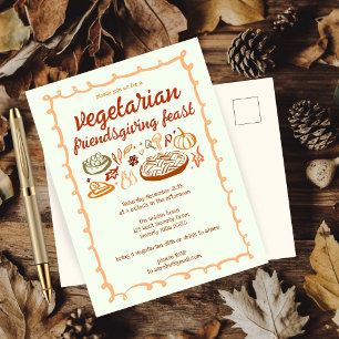 Grappige VEGETARISCHE Thanksgiving Friendsgiving Briefkaart