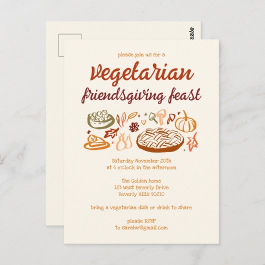 Grappige VEGETARISCHE Thanksgiving Friendsgiving Briefkaart (Voorkant / Achterkant)