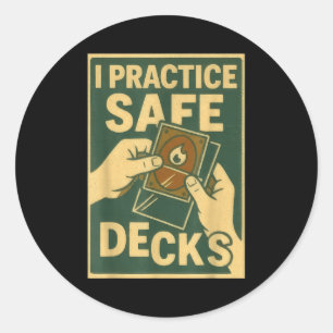 Grappige Veilige Decks Ruilkaartspel Pun Humor  Ronde Sticker