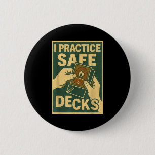 Grappige Veilige Dekken Ruilkaartenspel Pun Humor  Ronde Button 5,7 Cm