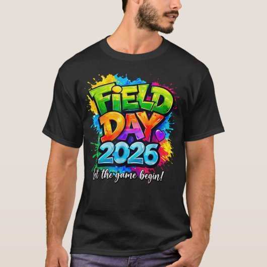 Grappige Veld Dag 2026 Laat Het Spel Beginnen T-shirt (Voorkant)
