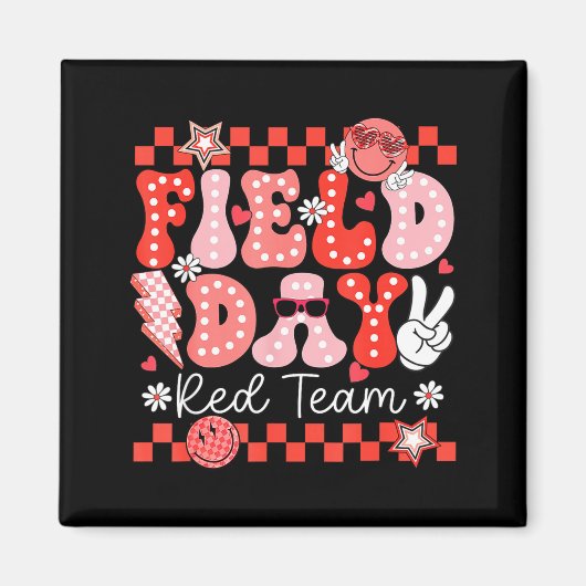 Grappige Veld Dag Rode Team Veldtocht Matching Magneet (Voorkant)