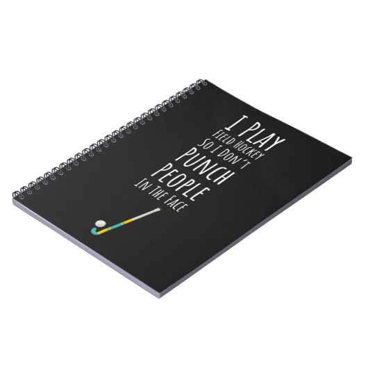 Grappige veld hockey geschenken voor haar speler m notitieboek (Linkerzijde)