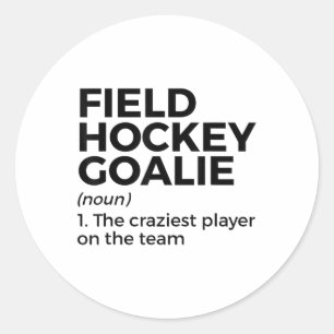 Grappige veldhockey doelman definitie mannen vrouw ronde sticker