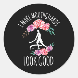 Grappige veldhockeyuitrusting voor vrouwen ronde sticker
