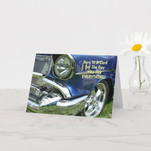 Grappige vent die alles heeft, blauwe '57 Chevy, V Kaart