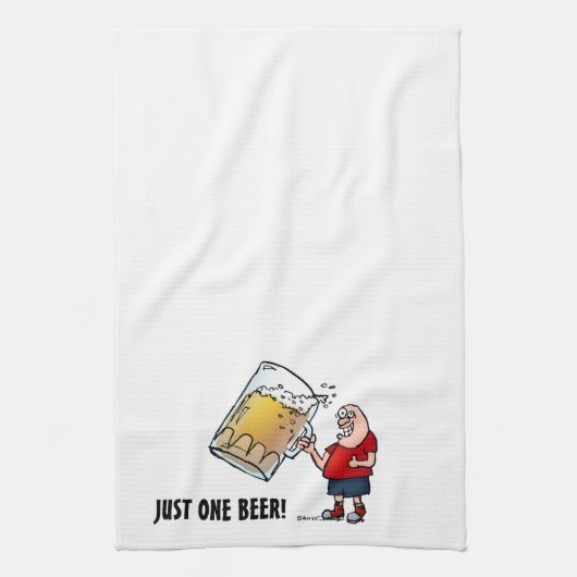 Grappige vent met maar één grote bier theedoek (Verticaal)