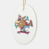 grappige vent skateboarding santa claus keramisch ornament (Links)