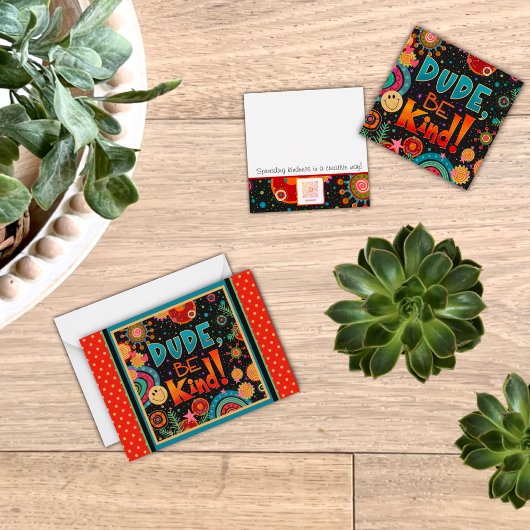 Grappige vent, wees aardig Kleurrijke Kids Inspiri Notitiekaartje