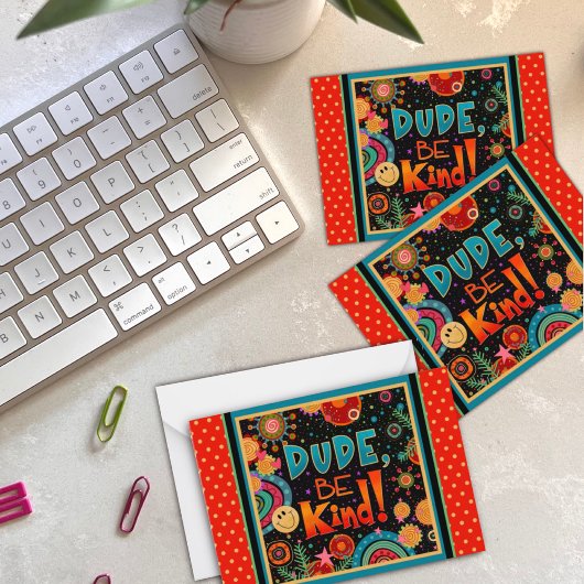 Grappige vent, wees aardig Kleurrijke Kids Inspiri Notitiekaartje