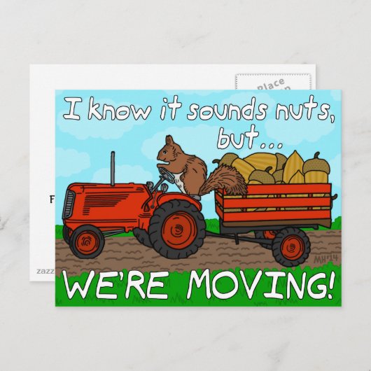 Grappige verandering van adres eekhoorn We hebben  Aankondigingskaart (Voorkant / Achterkant)