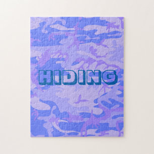 Grappige Verborgen Tekst Pastel Blauwe Camo Legpuzzel