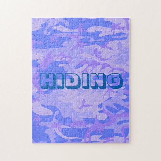 Grappige Verborgen Tekst Pastel Blauwe Camo Legpuzzel (Verticaal)