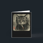 Grappige Verdrietige Kat Die Sigaret Rookt Meme Li Kaart<br><div class="desc">Grappige Verdrietige Kat Die Sigaret Rookt Meme Liefhebber Sumi-e Japans</div>