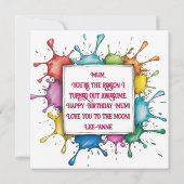 Grappige Verf splash Mum Verjaardag Karikatuur Kaart (Achterkant)