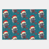 Grappige verfijnde kerstman hoed kat inpakpapier vel (Voorkant 3)