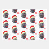 Grappige verfijnde kerstman hoed kat inpakpapier vel (Voorkant 3)