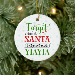 Grappige Vergeet Kerstman YIAYIA Kerstornament Keramisch Ornament