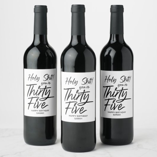 Grappige Verjaardag 35e Gelukkige Verjaardag 35 Wijn Etiket (Flessen)