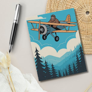 Grappige Verjaardag Bigfoot Vintage Vliegtuig Cust Briefkaart