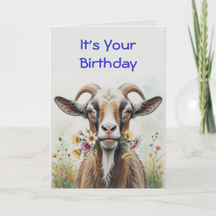 Grappige Verjaardag, bloemen van Oude Geit Humor Kaart