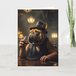 Grappige verjaardag Bulldog met een Whiskey Kaart