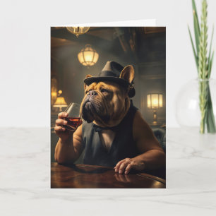 Grappige verjaardag Bulldog met een Whiskey Kaart