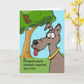 Grappige verjaardag, Cartoon Dog, Eekhoorn in een  Kaart (Gele Bloem)