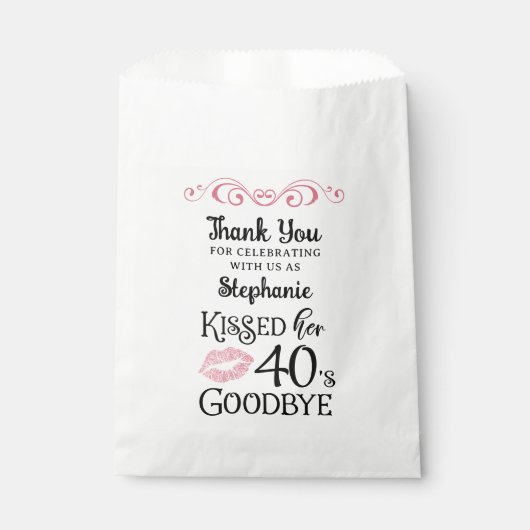 Grappige verjaardag dank je kuste haar decennium a bedankzakje (Voorkant)