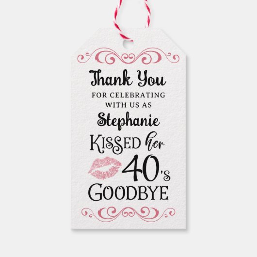 Grappige verjaardag dank je kuste haar decennium a cadeaulabel (Achterkant)