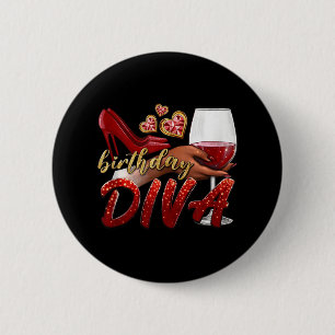 Grappige Verjaardag Diva Happy Birthday Hakken Sch Ronde Button 5,7 Cm